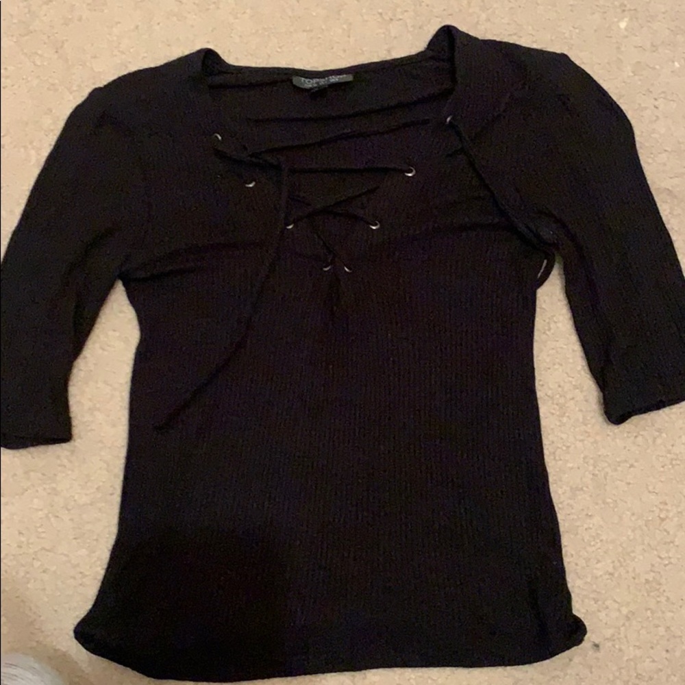 Topshop black tie up top, perfect condition